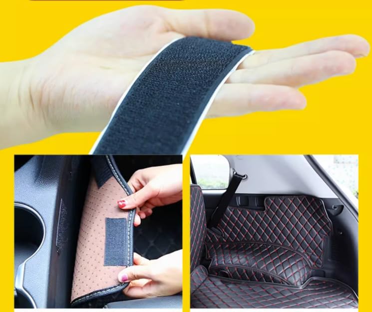 Customized Personalized Car Mats - All Weather Men's and Women's Floor mats Suitable for 99% of vehiclesPads Protection Non-Slip Leather Floor Liners (Red and Black Stripes)