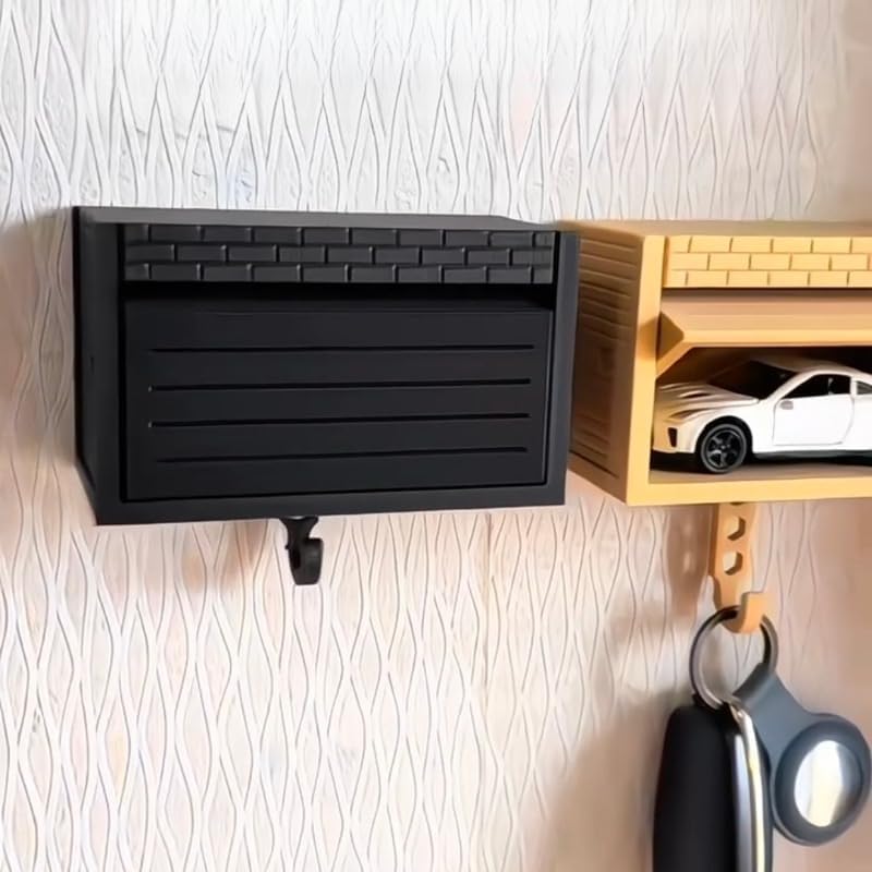 Wall-Mounted Car Display Key Holder, Decorative Garage Model Design, Multiple Colors(No Car) (Brick-White(No Car)