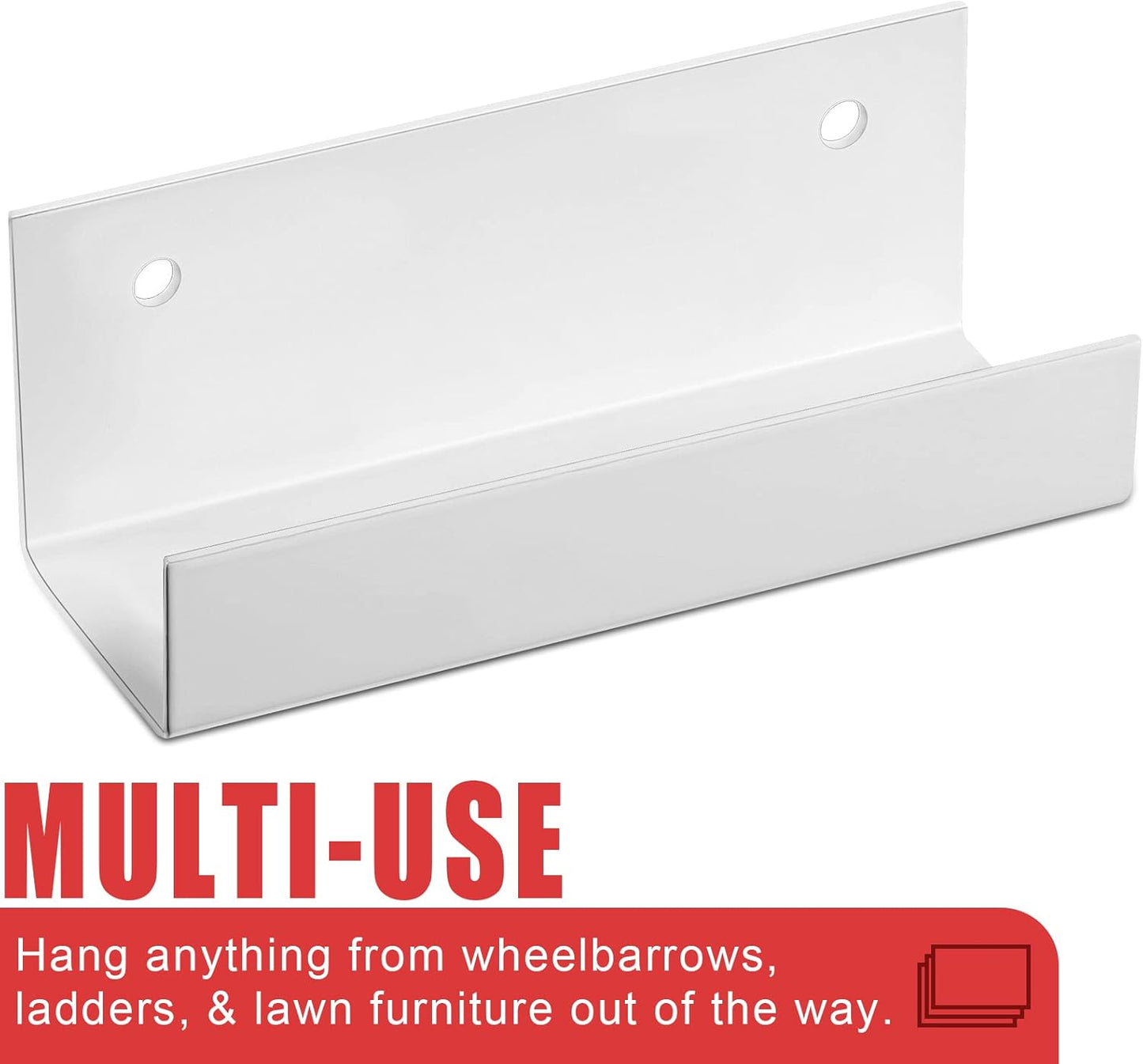 Blulu 4 Pieces Wall Mount Ladder Wall Wheelbarrow Hanger Steel Garage Storage Hook Wheelbarrow Hanger Heavy Duty Garage Storage Organizer for Hang Ladders Carts Chair Bicycle(White)