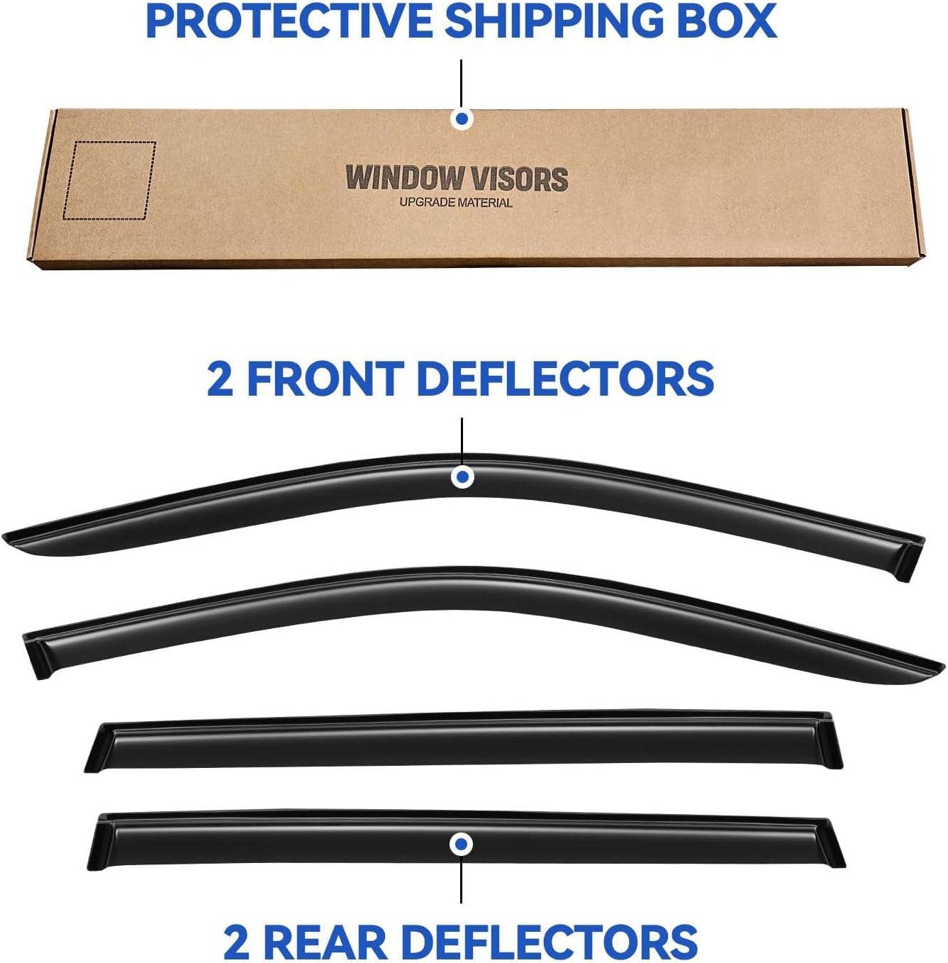 Window Visors Rain Guards for Honda Pilot 2016 2017 2018 2019 2020 2021 2022, Out-Channel Window Vent Wind Deflectors Visors Shades for 16-22 Pilot (Excludes Touring Models)