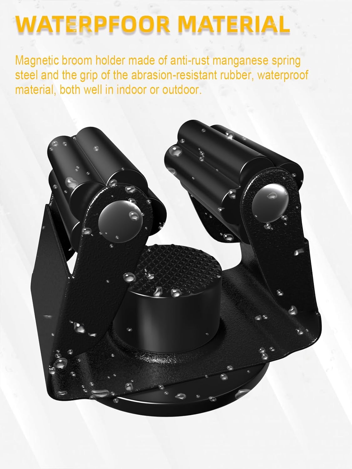 Mop Holder Magnetic, Magnetic Broom Holder for Fridge - Heavy Duty Magnetic Broom Holder Black Steel Magnetic Tool Mount for Home, Kitchen, Laundry, Garage, Workshop - 2 Pack/Black+Grey