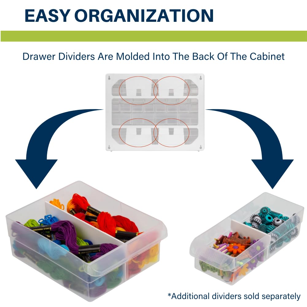 Akro-Mils 44-Drawer Plastic Drawer Storage Cabinet for Garage Organization, Bead Organizer, Building Bricks Storage, Teacher Toolbox, Makeup Organizer, 20-Inch W x 6-Inch D x 16-Inch H, 10144 White