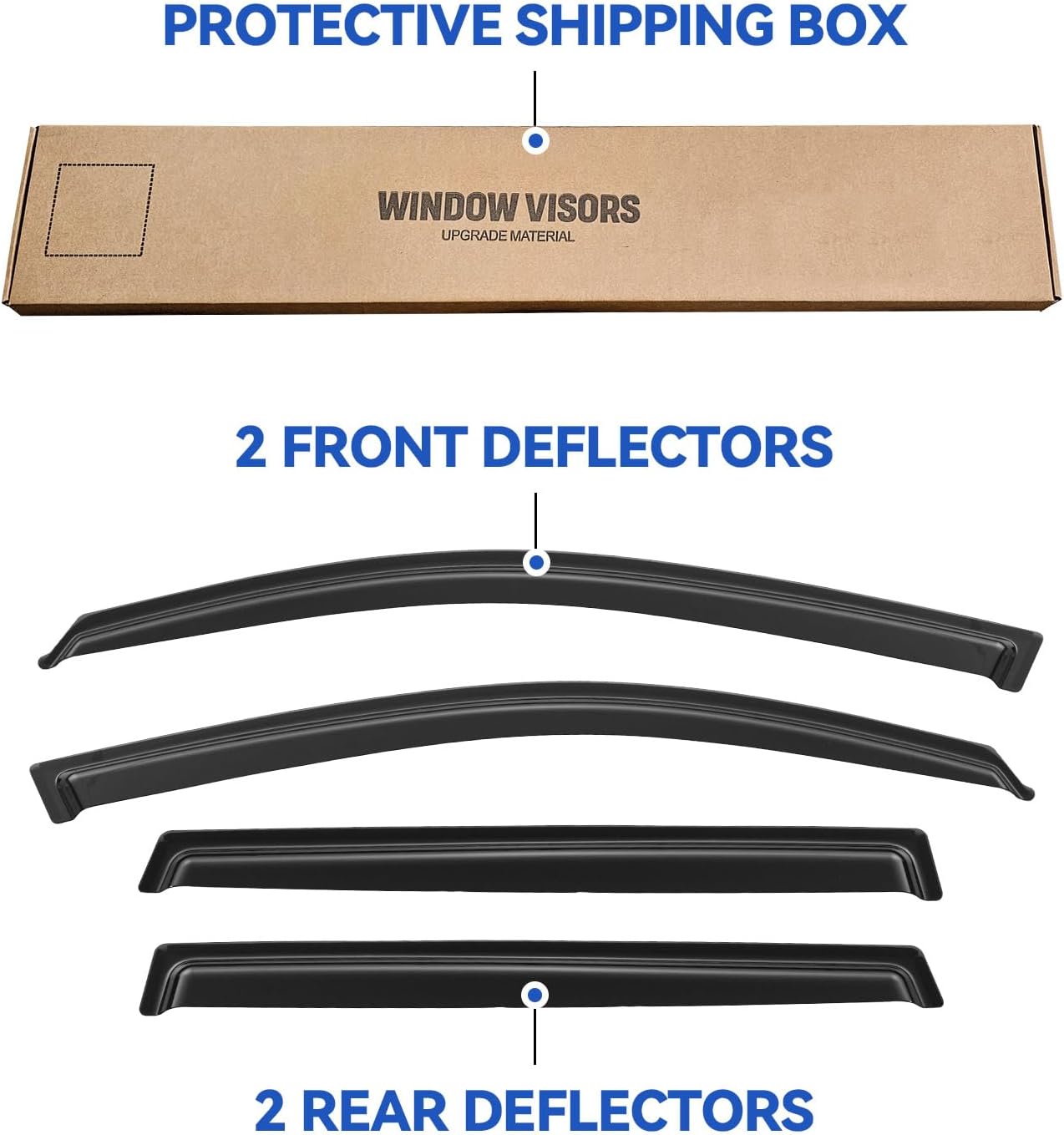 Window Visors Rain Guards Shield for 2006-2012 Toyota Rav4, Out-Channel Window Vent Wind Deflectors Visors Shades for 06 07 08 09 10 11 12 Rav4