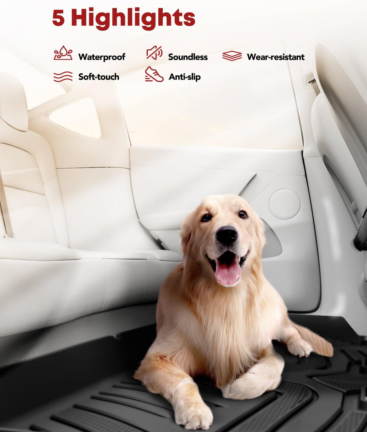 YHTAUTO Floor Mats Fit 2016-2021 Honda Civic Coupe/Sedan/Type R, 2017-2021 Civic Hatchback, TPE All Weather Floor Liner Odorless Custom Fit Car Mats, 1st 2nd Row Civic Accessories