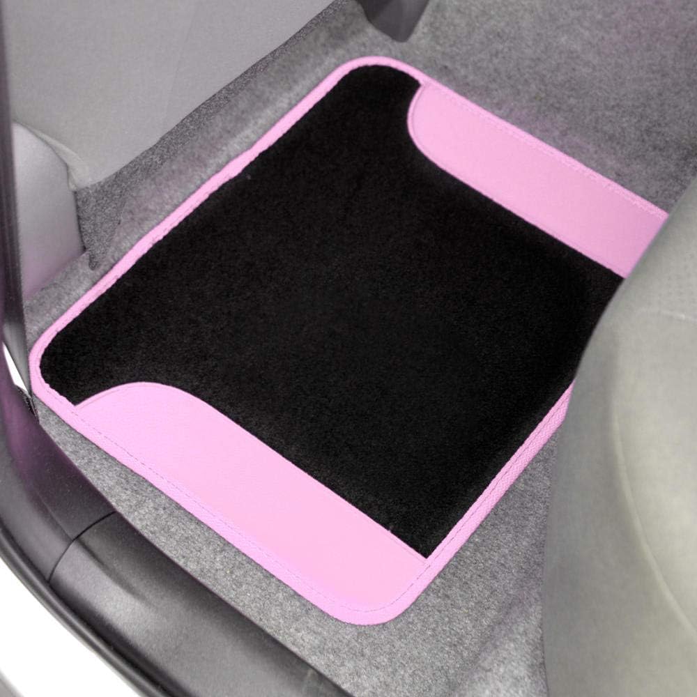 BDK carXS Fresh Two-Tone Carpet Floor Mats, Tribal Tattoo Design with Vinyl Trim for Car Sedan Truck SUV, Front & Rear Set of 4, Pink