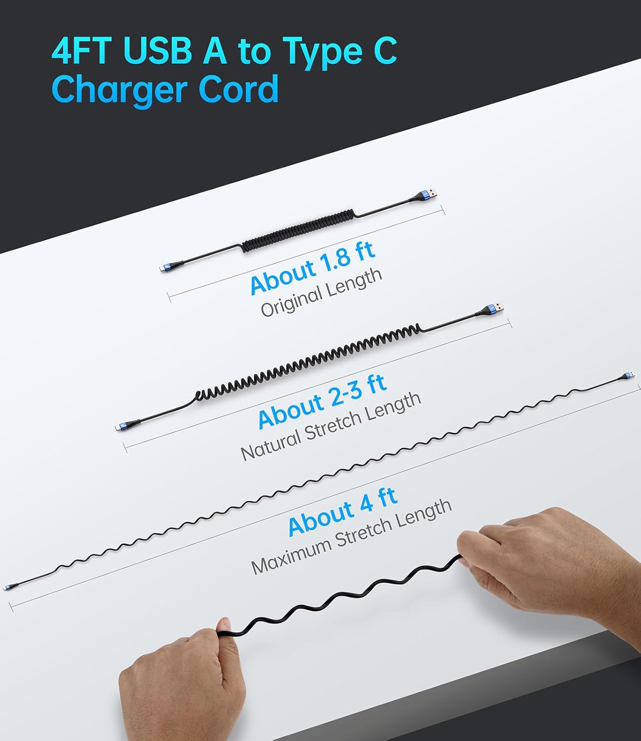 USB C Cable 3ft 2Pack Coiled USB A to USB C Charge Cord for Car, USB-C Charging Cable Compatible with iPhone 16/15/Plus/Pro/Pro Max/Samsung Galaxy S20 S10 S9 S8 Plus Note 10 9 and Other USB C Devices