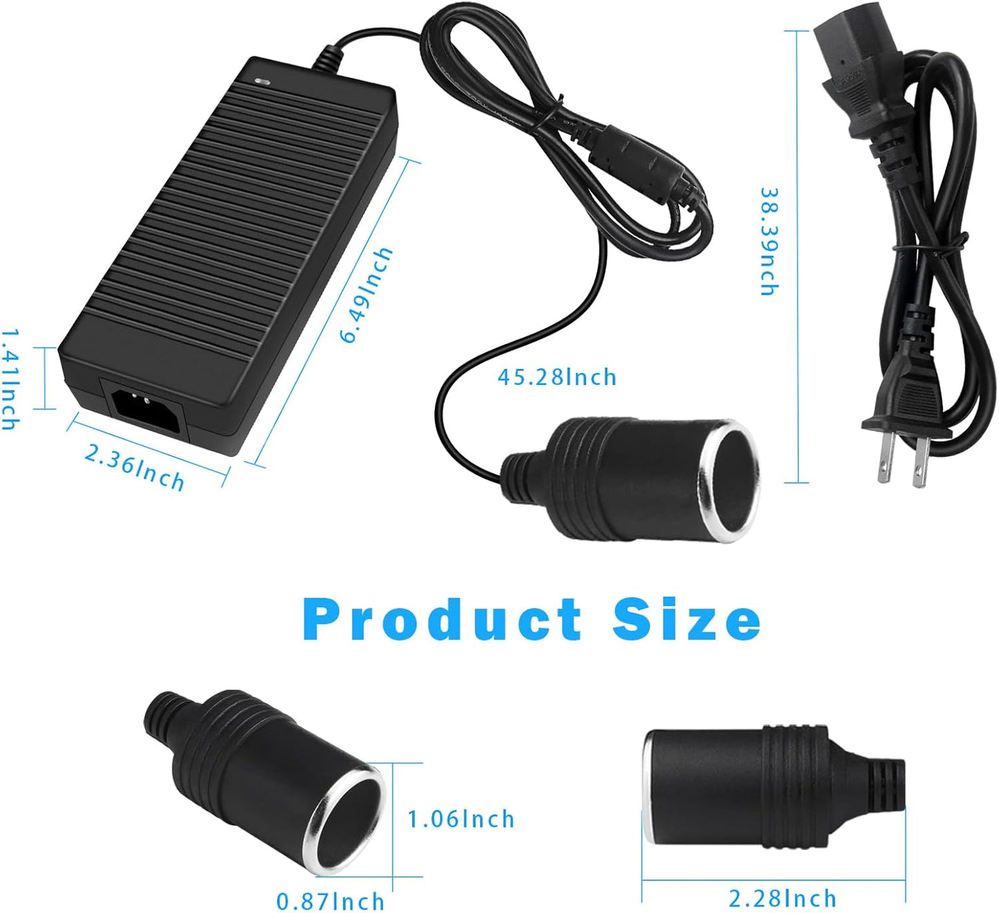 inShareplus 12V 120W AC to DC Converter, 110V to 12V 10A Car Cigarette Lighter Adapter to Wall Outlet Socket, 12 Volt Power Supply Transformer for Car Devices (MP3, Fan, Dash Cam ect.)