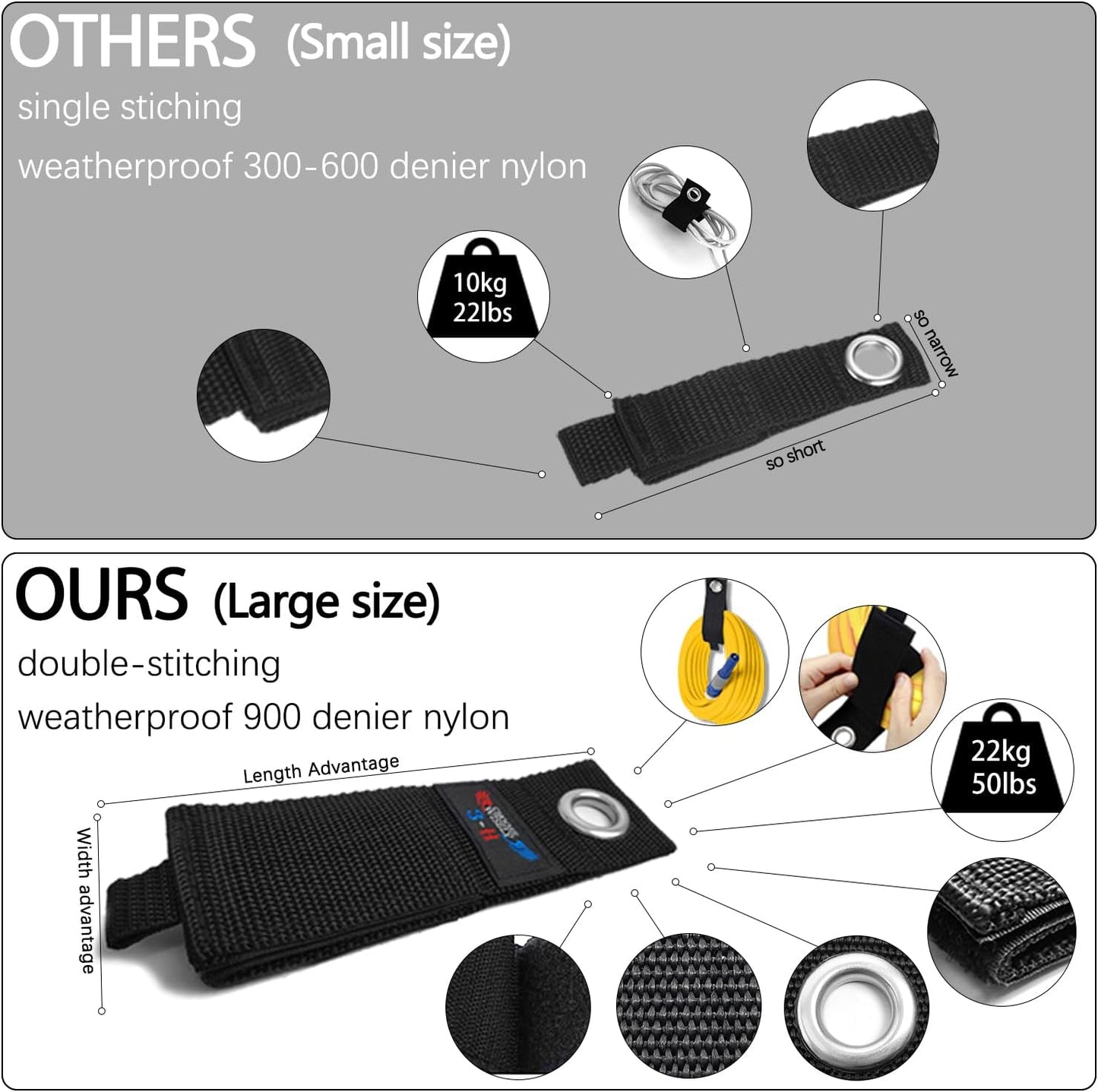 3-H Solid Steel Garden Hose Holder - Wall Mounted Hanger with Extension Strap for Outdoor Water Hoses & More