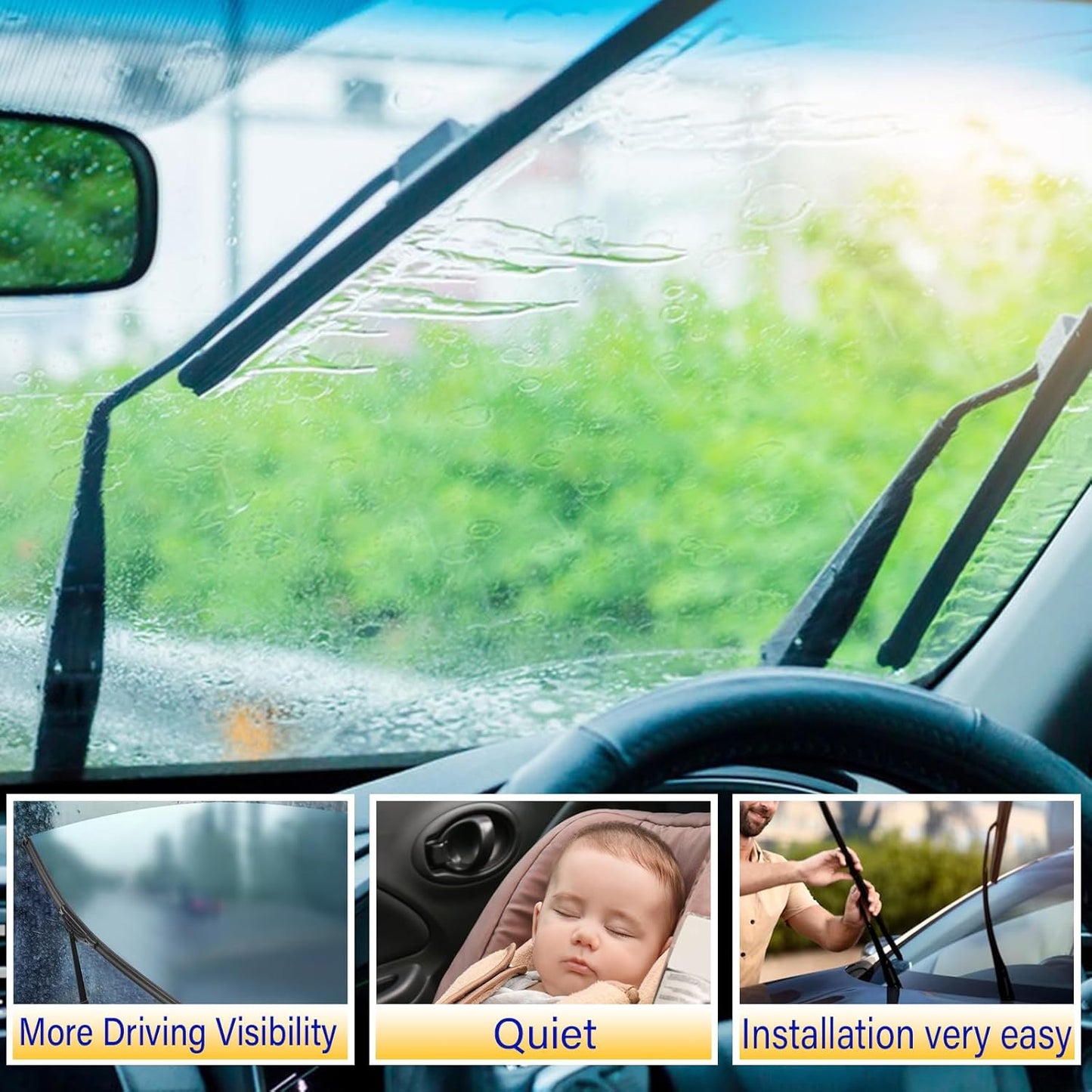 3 wipers Replacement for 2011-2017 GMC Terrain/2011-2017 Chevrolet Equinox, Windshield Wiper Blades Original Equipment Replacement - 24"/17"/13" (Set of 3) Top Lock