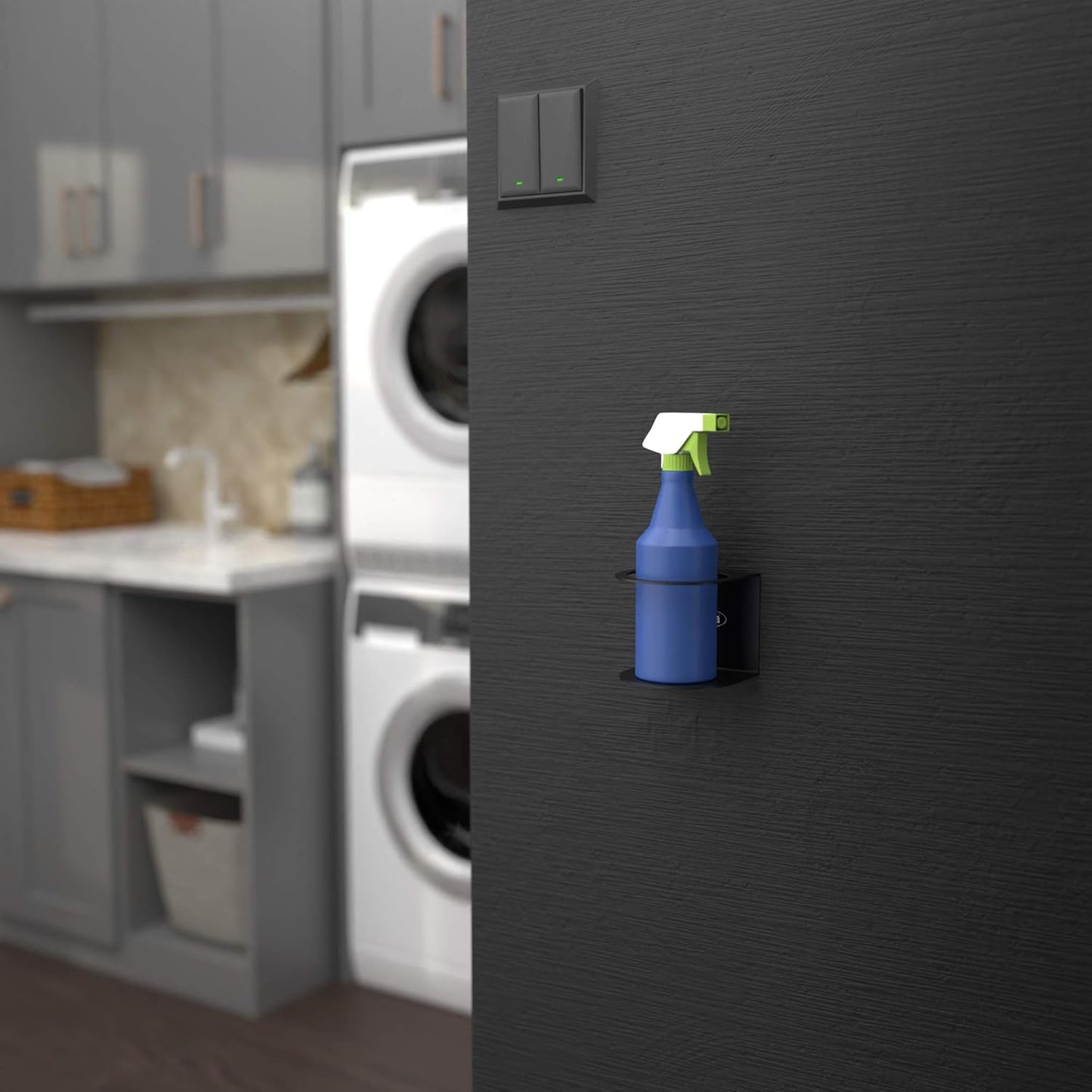 Koova All-Purpose Spray Bottle Holder | Easy Install Wall Mount - Hardware Included | Heavy-Duty Powder Coated Steel Storage Rack for Garage And Home | Craft Workspace Paint Bottle Organizer USA Made