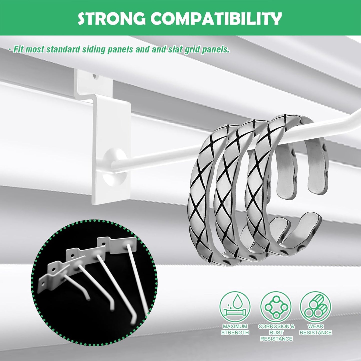 Yuahar Slatwall Hooks 20Pcs 4/6 Inch Slatwall Accessories Heavy Duty Slat Wall Hanging Hooks Panel Display Hooks Pegboard Gridwall Display Hook for Garage Retail Shop (White)