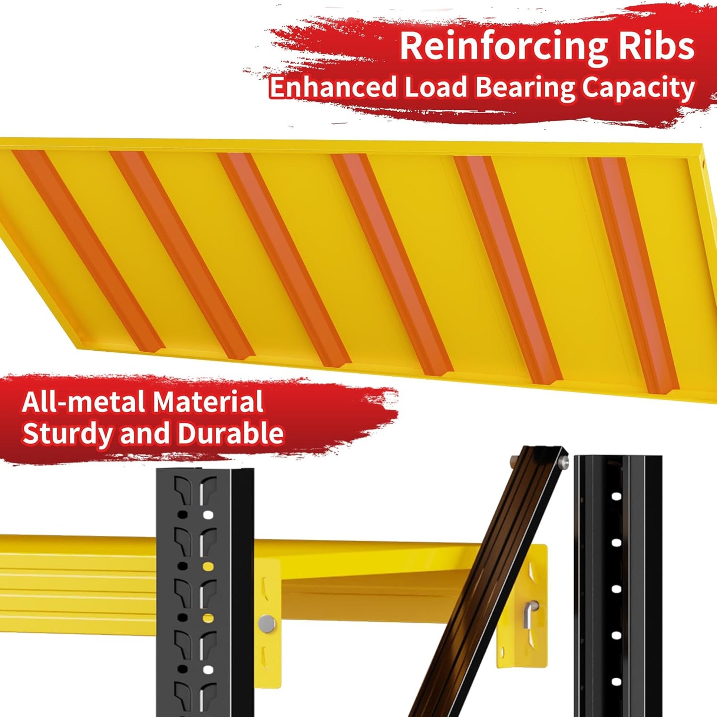 5000LBS Heavy Duty Garage Shelving 59" W Garage Storage Shelves 4-Tier Metal Garage Shelving Adjustable Shelf Unit Storage Rack for Basement Supermarket Warehouse 59" W x 24" D x 78" H Yellow