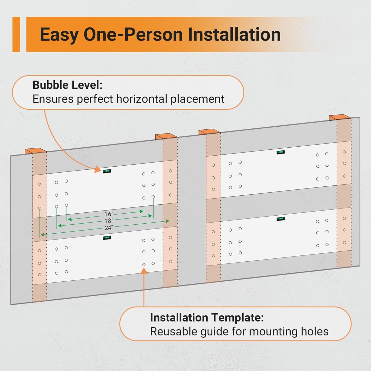 1x3 ft Garage Shelving with 8 Bike Hooks, 2-Pack Wall-Mounted Shelves for Garage, Kitchen, Pantry Storage, 300 lbs Total Load Capacity Garage Wall Shelving, Black