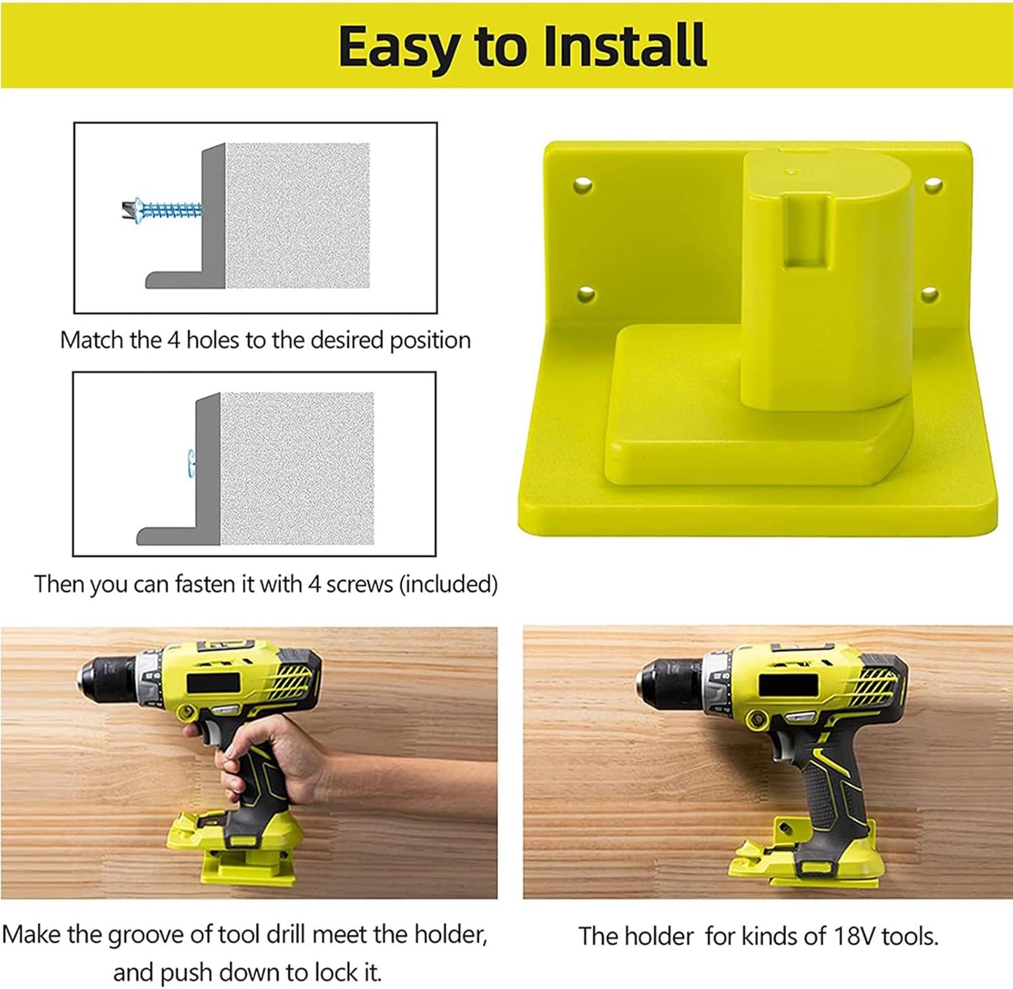 20 Pack Tool Holder Wall Mount Portable Compatible with Ryobi 18V Power Tool Holder Mount Hanger Storage Organizer with Screws Easy Installation for Workshop Garage