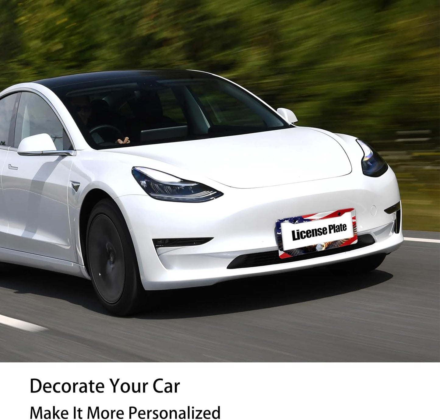 Eagle American Flag License Plate Frame, US Flag Car Tag Frame Holder Covers, Metal Aluminum Rustproof Car Accessories for Men Women 2 Holes with Screws