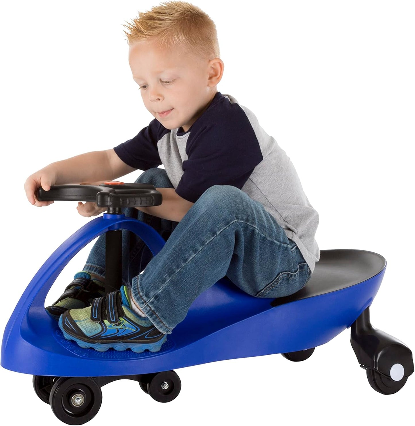 Lil' Rider Wiggle Car Ride on Toy - No Batteries, Gears, or Pedals - Just Twist, Swivel, and Go - Outdoor Ride on for Kids 3 Years and Up (Blue), Large