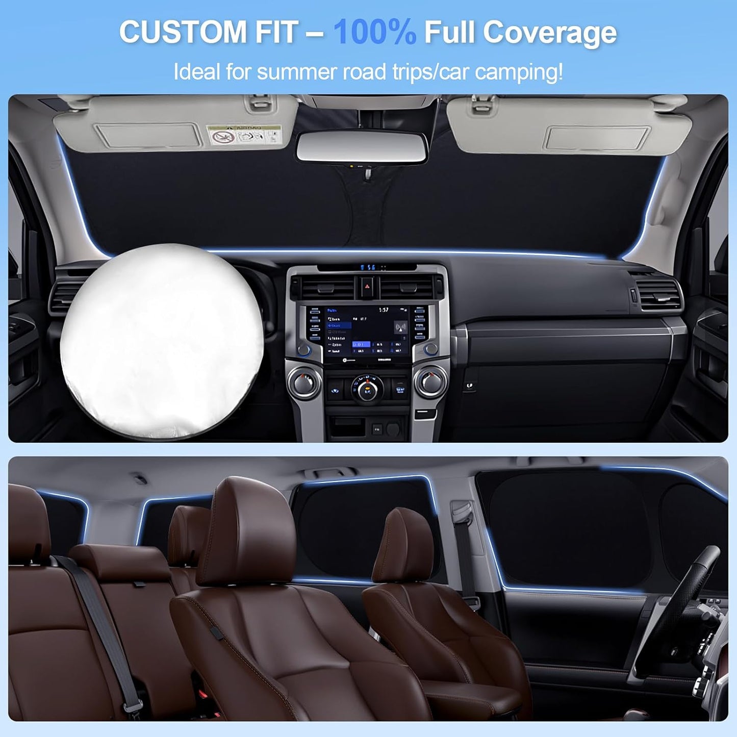 8pcs Car Window Shades for Kia Sorento 2016-2020 Accessories,Windshield Side Rear Full Sunshade,Sun Visor UV Blocking, Privacy Protection and Blackout for Camping Outdoor