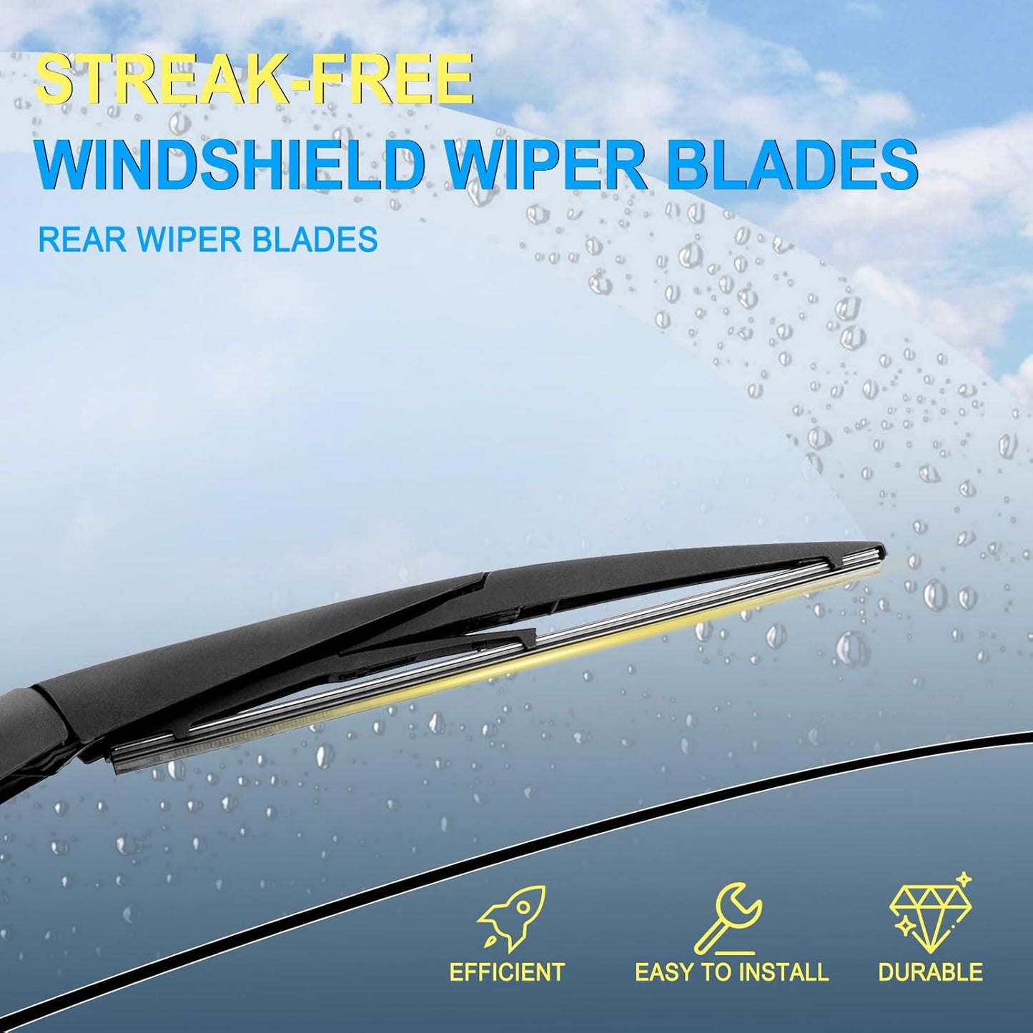 CJPPPZIW® Windshield Wipers-28 Inch+28 Inch+11 Inch Replacement for 2013-2019 Ford Escape/2012-2018 Kuga/2013-2017 Fusion Wiper Blades for My Car,Quality Front and Rear Wiper Blades(Pack of 3)
