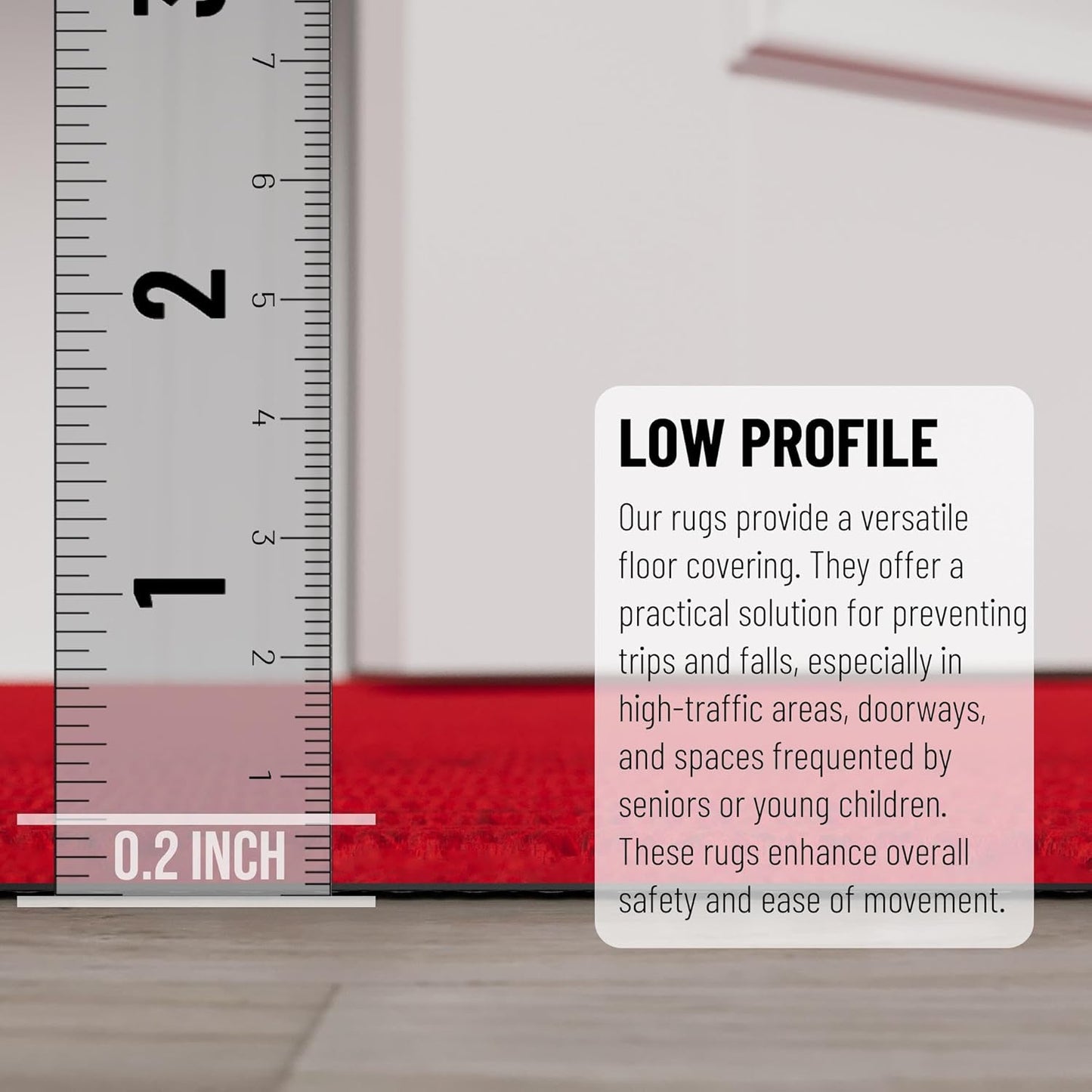 Ottomanson 6' x 6'6" Mud Mat Area Rug Scraper Carpet - Non-Slip, Dirt Trapping for Indoor & Outdoor Use - Ideal for Entryway, Garage, Kitchen, Patio & High-Traffic Areas, Red