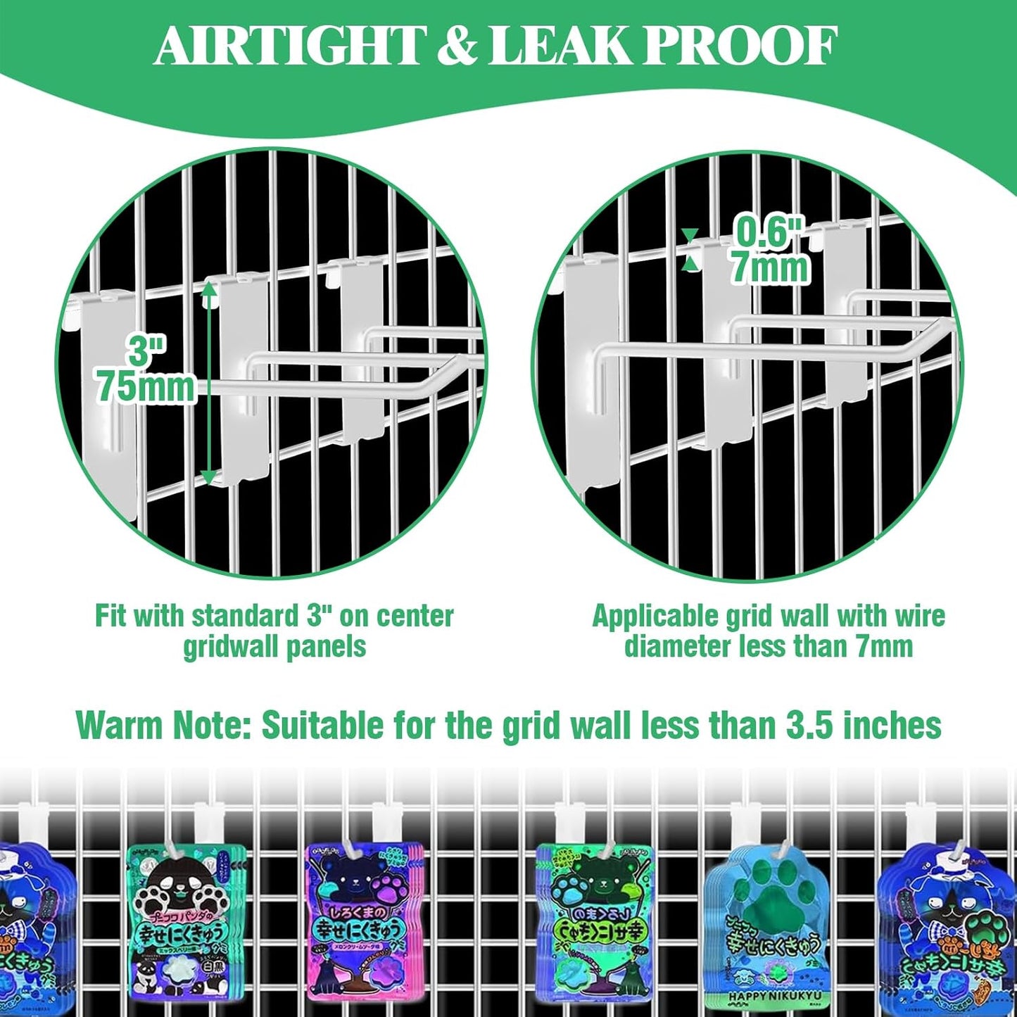 40Pcs 6" Gridwall Display Hooks Assortment Set, White Metal Grid Wall Panel Hanging Display Hook for Garage Shop Retail Storage, Wire Diameter 5mm/ 0.2”