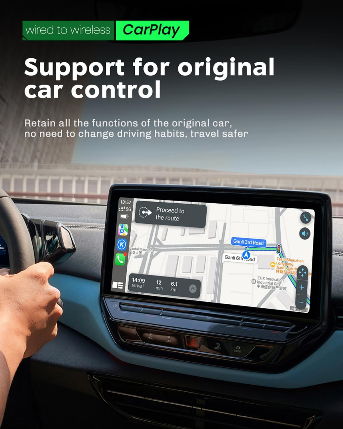 MMB Wireless Carplay Adapter for Apple 2025 Upgrade Mini Apple carplay Fast & Stable, No Delay,Plug and Play Convert Wired to Wireless CarPlay Adapter for iPhone 6+ and 2017+ Cars USB/Type C