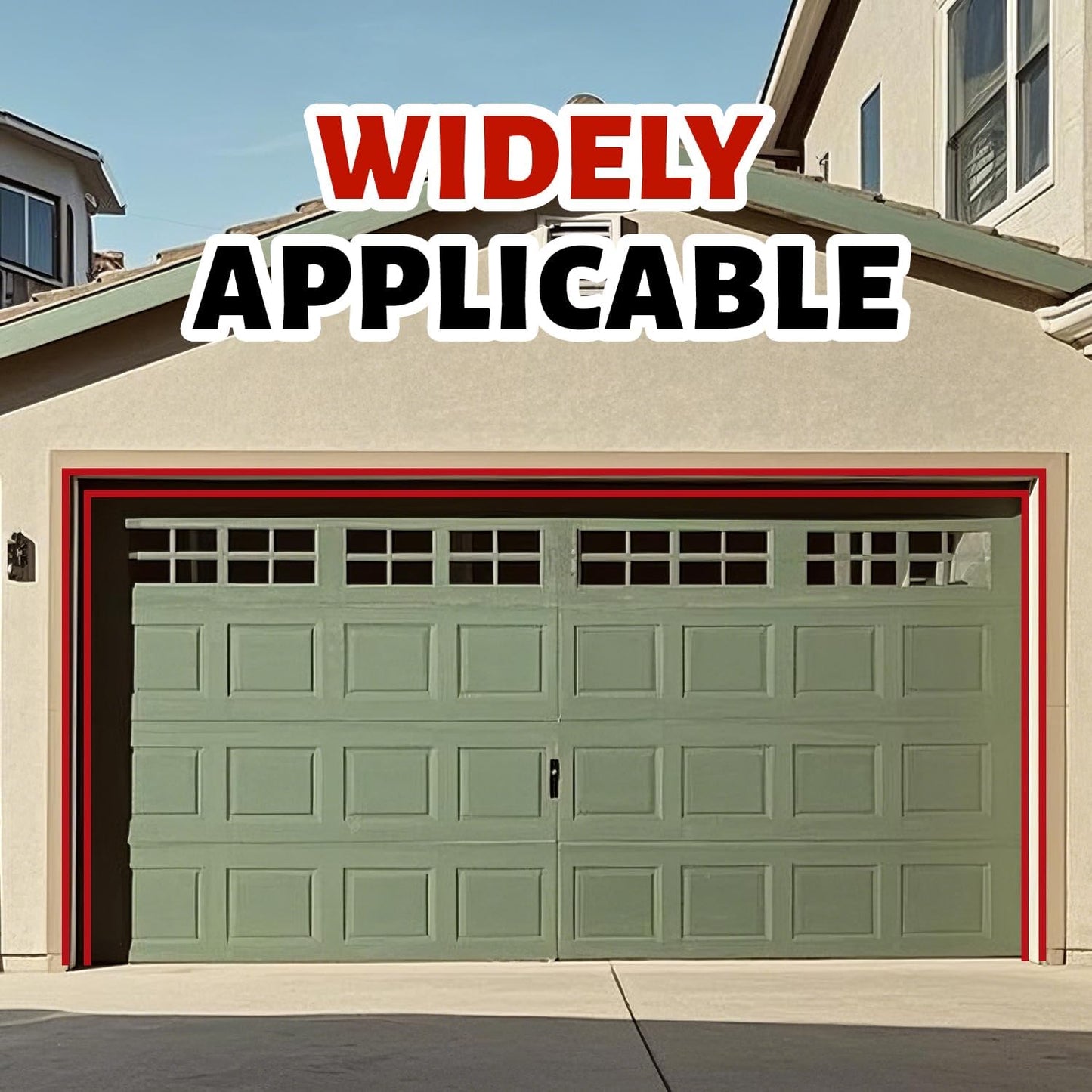 Garage Door Seal Top and Sides Seal Strip, 40FT Universal Garage Door Weather Stripping, Durable Garage Door Bottom Seal Replacement with Adhesive Backing and Screws (White, 40FT)