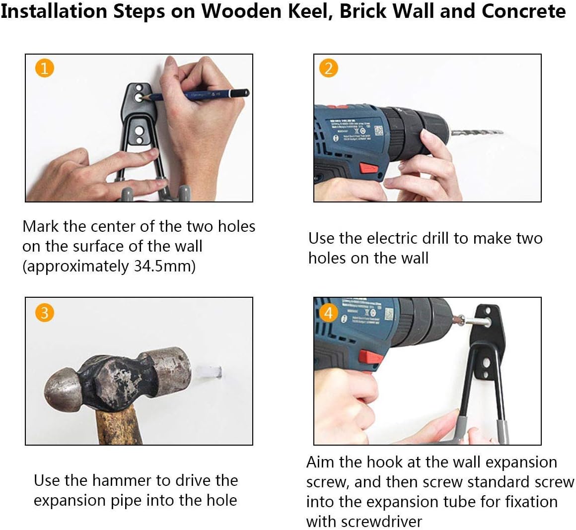 Garage Storage Utility Hooks,Garage Garden Tool Organizer,Steel Wall Mount Hooks, Garden Small U Hooks (4 Pack-Black)