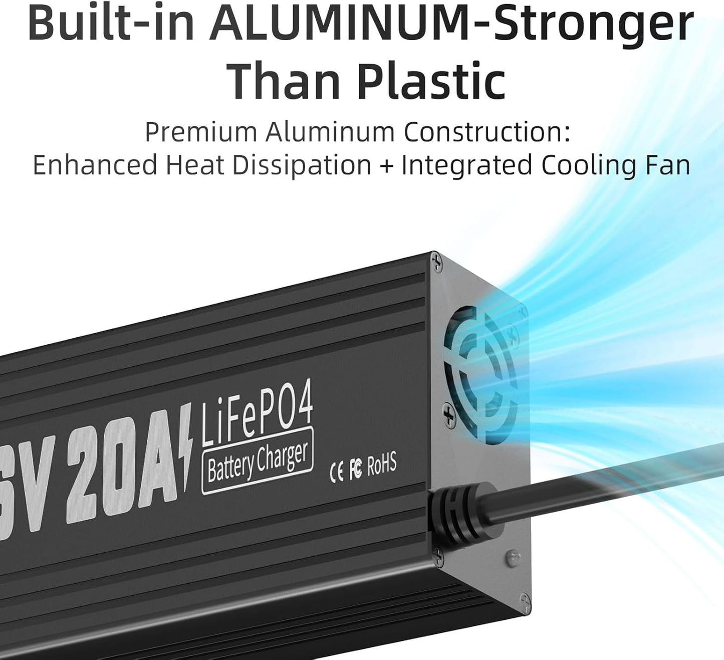 12V 20A Lithium Battery Charger, 14.6V LiFePO4 Battery Charger AC-DC Fast and Smart Charger with Anderson Connector Led Indicator for Lithium LiFePO4 Deep Cycle Batteries of Home, Boat, RV