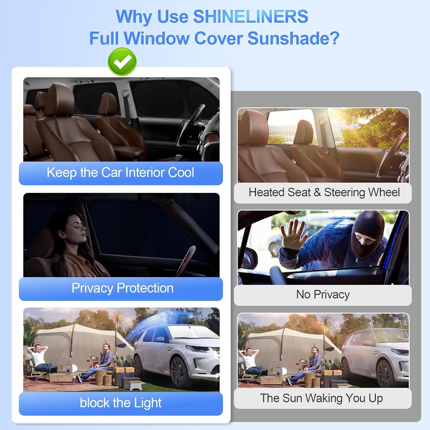 8pcs Car Window Shades for Subaru Ascent 2019-2024 2025 Accessories,Windshield Side Rear Full Sunshade,Sun Visor UV Blocking, Privacy Protection and Blackout for Camping Outdoor