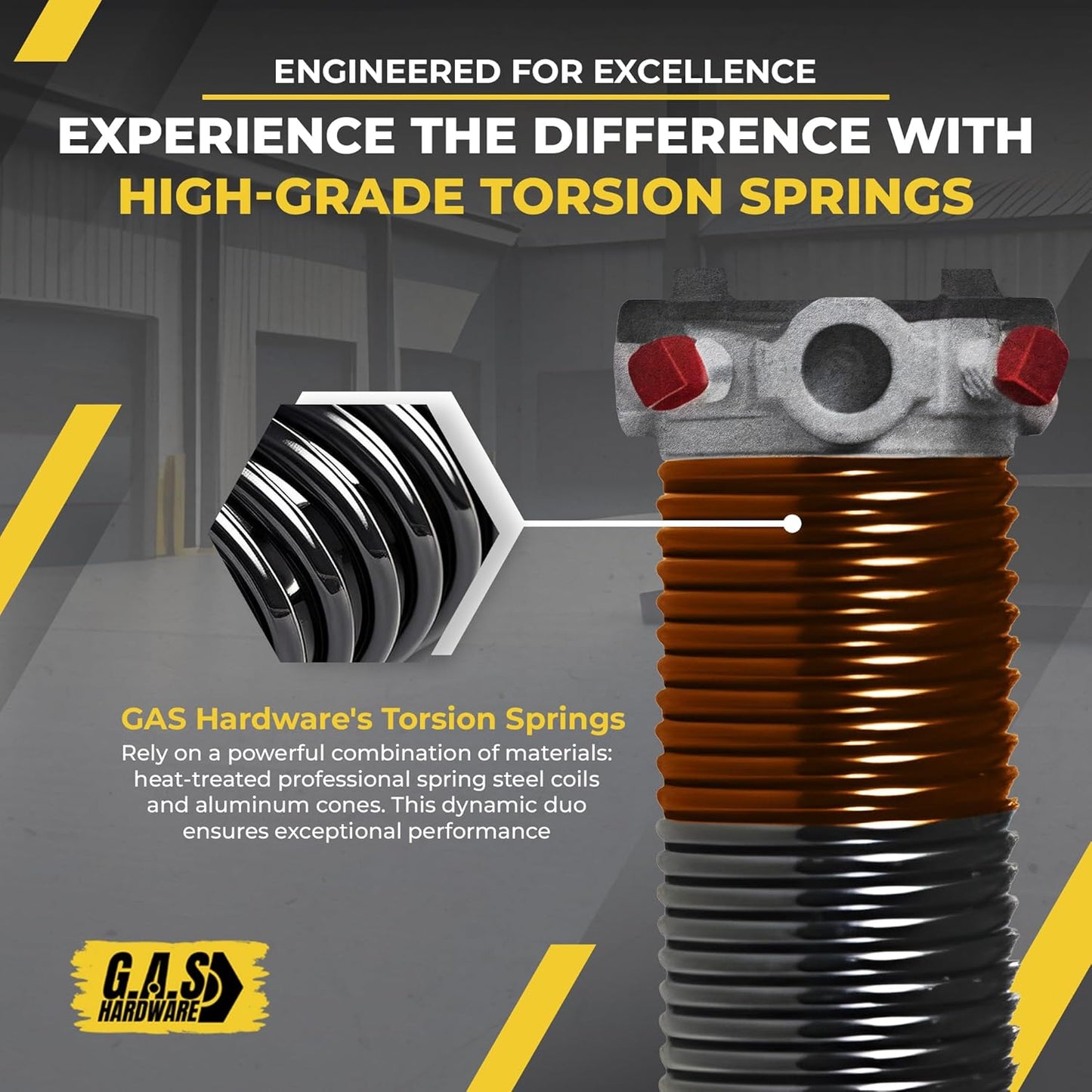 Garage Door Torsion Springs 192x2x24, Includes 1” Steel Bearing, Gloves, and Winding Bars for The Left and Right Side of Garage Door Precision E-Coating 5-Year Warranty Minimum 30,000 Cycles (Pair)