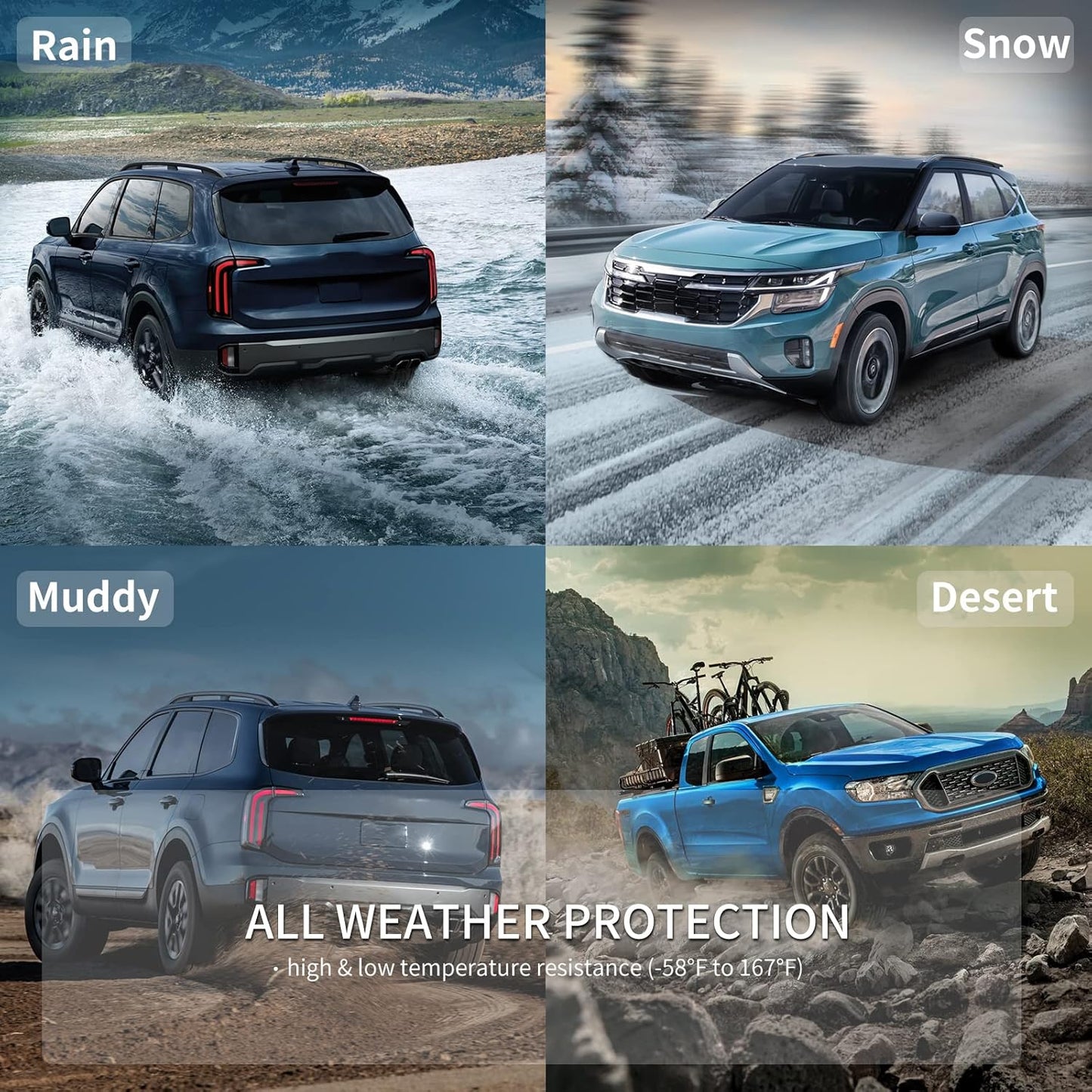 KELCSEECS Floor Mats & Cargo Liner Custom for Kia K5 2021-2025 (FWD Only) & Hyundai Sonata 2020-2025 All Weather Protection TPE Floor Liners Front& Rear Row Full Set Accessories Black