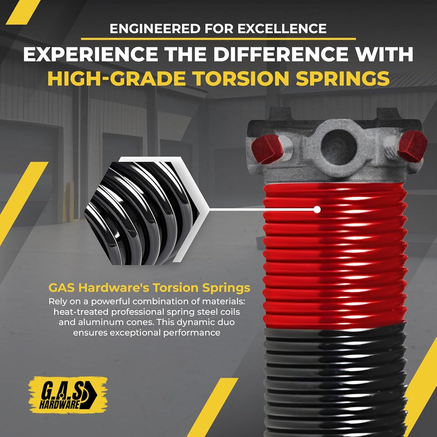 Garage Door Torsion Spring 225x1.75x29 Includes 1” Steel Bearing, Gloves, Manual, and Winding Bars for Right Side of Garage Door Precision E-Coating 5-Year Warranty Min. 30,000 Cycles (Black Cone)
