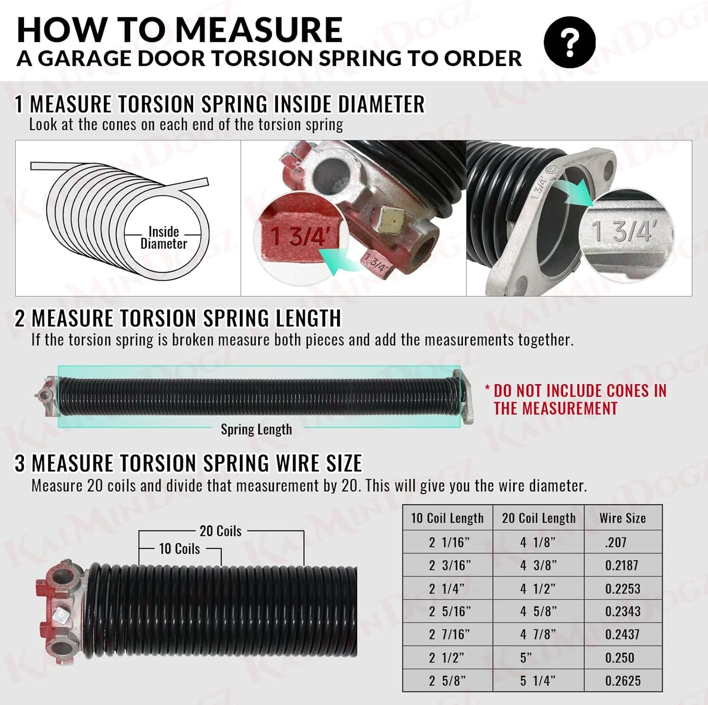Pair of 1.75" Garage Door Torsion Springs Set with Non-Slip Winding Bars&Gloves, High Precision Electrophoresis Oil-Free Black Coated for Replacement, MIN 16,000 Cycles (0.207 x 1.75"x 29")