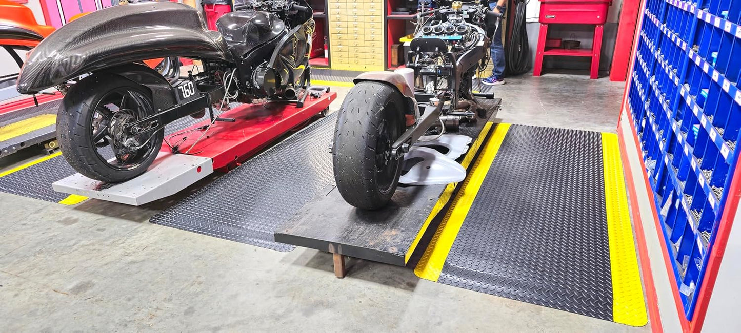 Rhino Mats, American Classic Diamond Anti-Fatigue Mats, Industrial Ergonomic Comfort Standing Mat for Work, Home, Garage, Office, Kitchen or Anywhere (Black/Yellow 9/16" Thick, 2 FT. x 20 FT.)