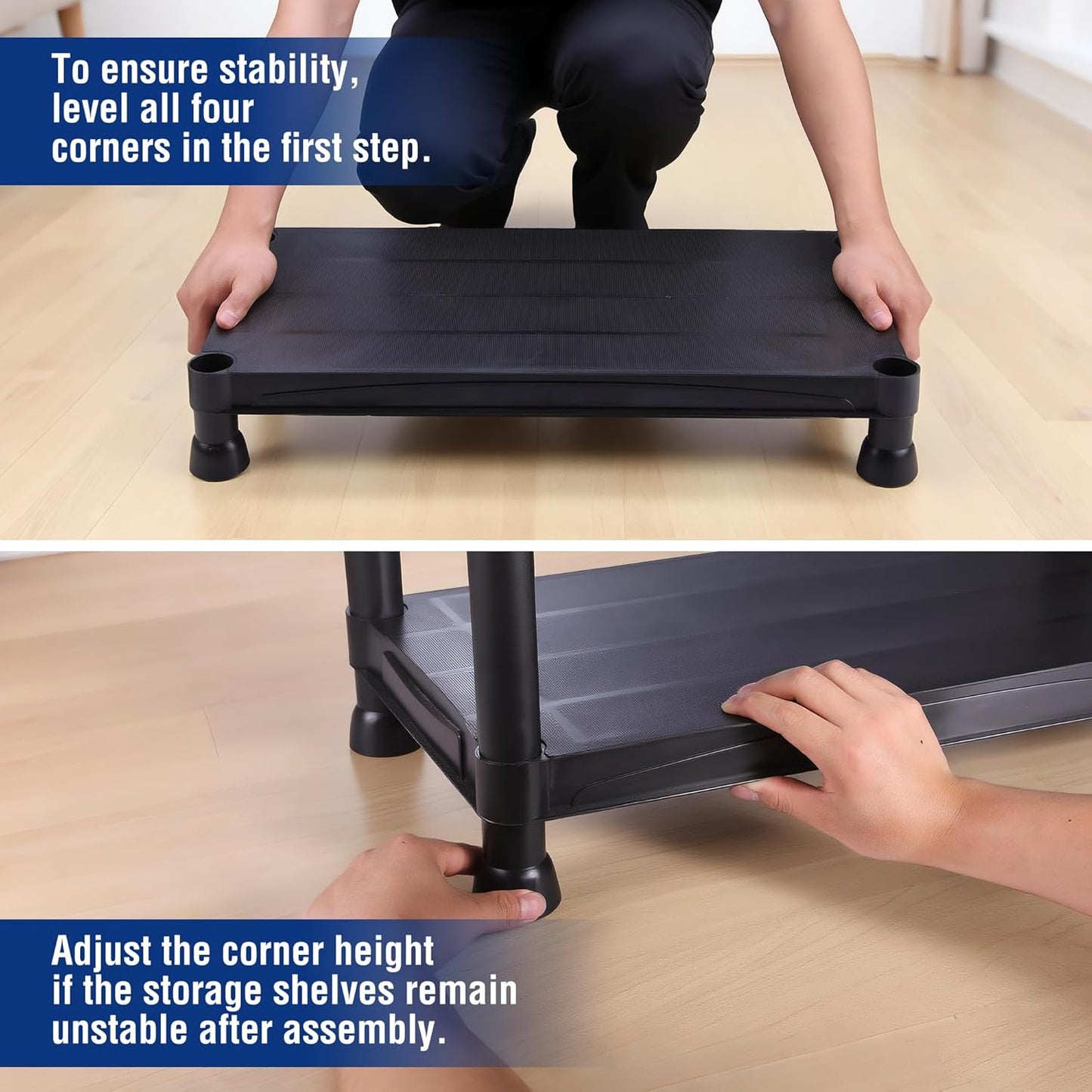 WORKPRO 5-Tier Plastic Storage Shelves, 500lb Capacity Shelving Unit, 67.1" H x 23.9" W x 12" D, Storage Rack for Garage, Home, Pantry, Office, Laundry, Tool-Free Assembly, Black