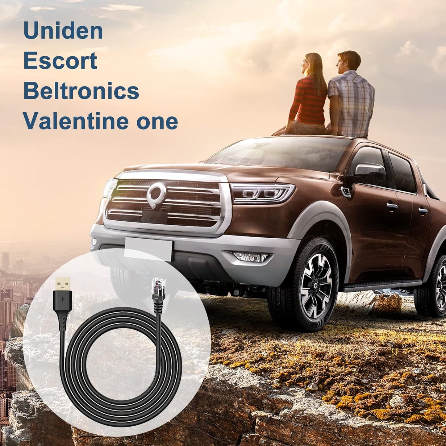 Radar Detector Cable, with USB to RJ11 Plug,for Escor t Valentine One Unide n Beltronics Cobr Radar Detector,Replacement Power Cable for Radar Detectors(RJ11-9.84ft)