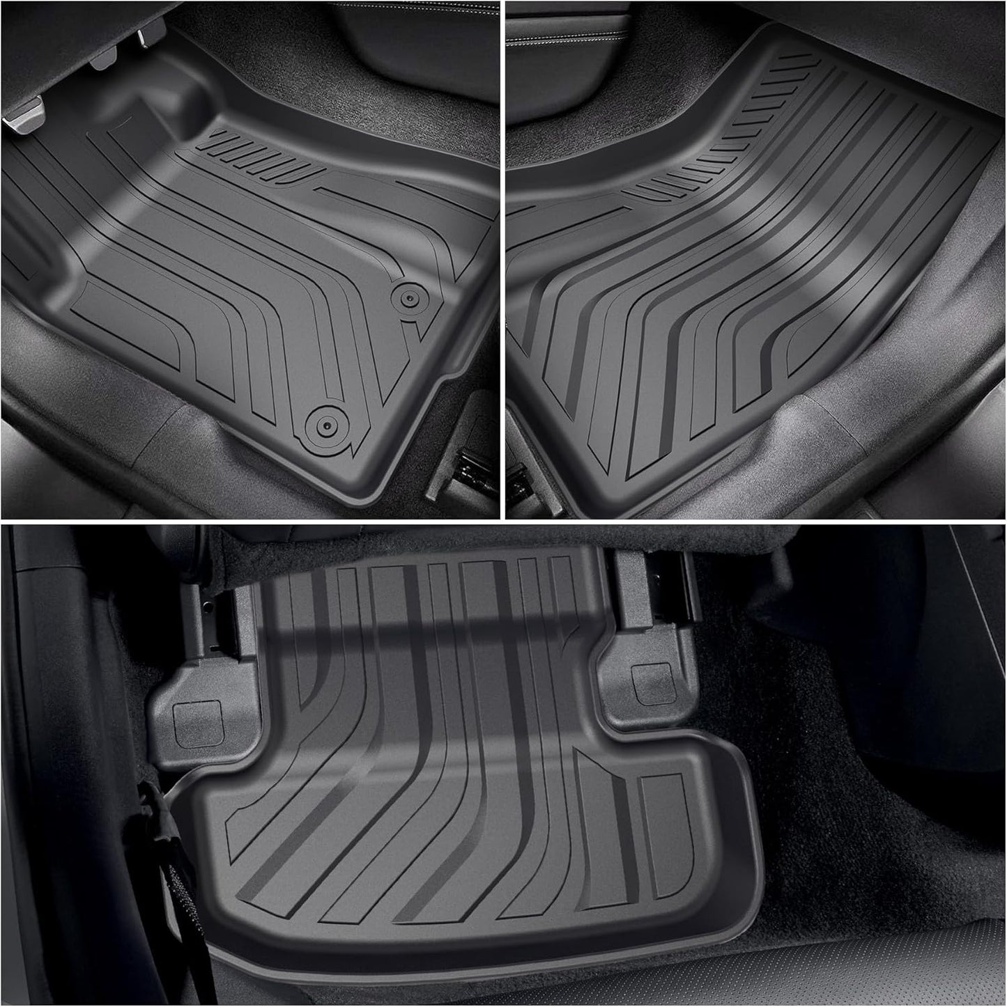 All Weather Floor Mats for Ford Mustang 2015-2017 2018-2024,Cover Protection Waterproof Black Floor Liner Front & Rear Row Full Set Car Mats Accessories for Ford Mustang 2022 2023 2024,Anti-Slip