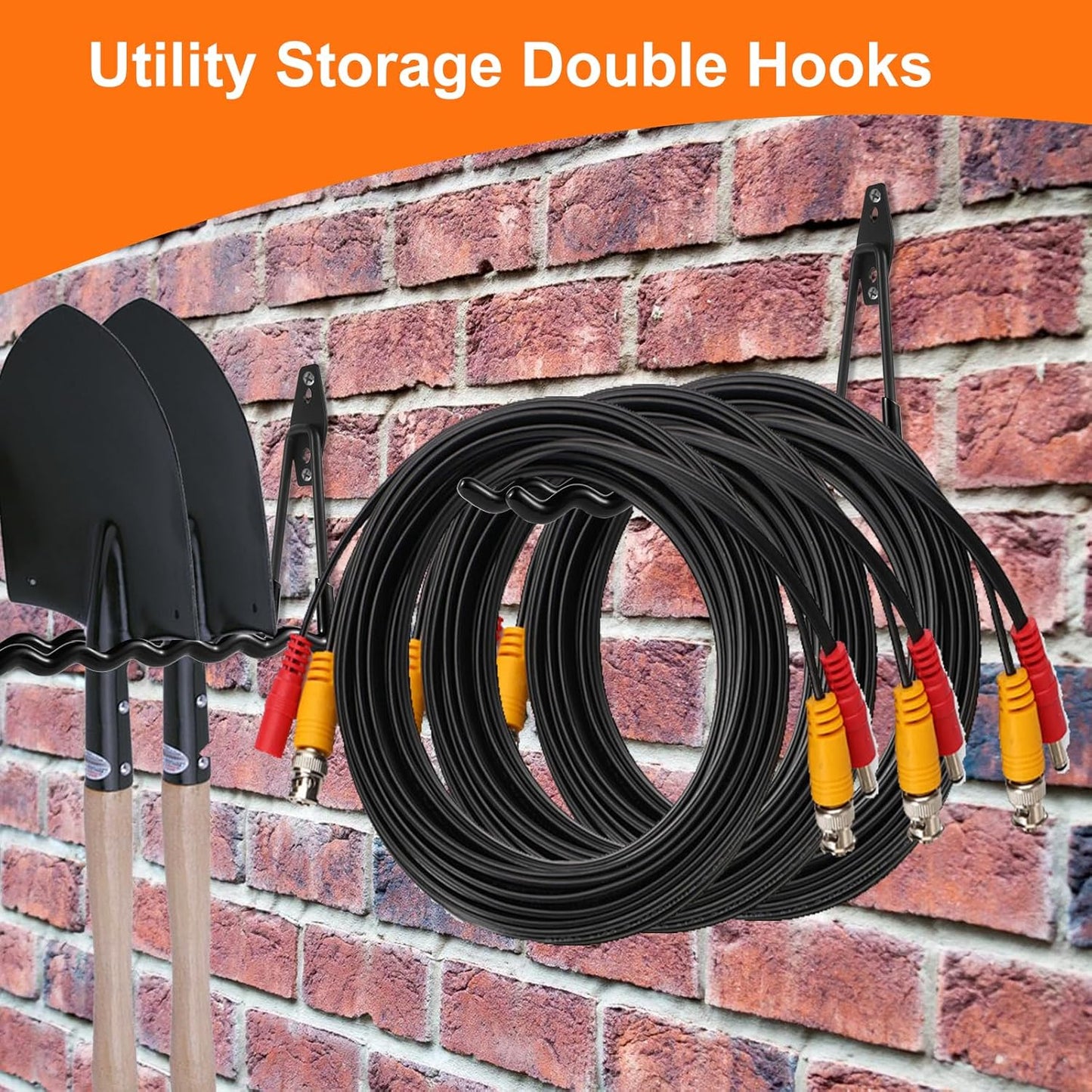 Wall Mounted Garage Hooks Tool Organizer, 12.4 Inch Garage Storage Hook Heavy Duty Utility Wall Hangers Black for Ladders, Hose, Garden Tools, Set of 4