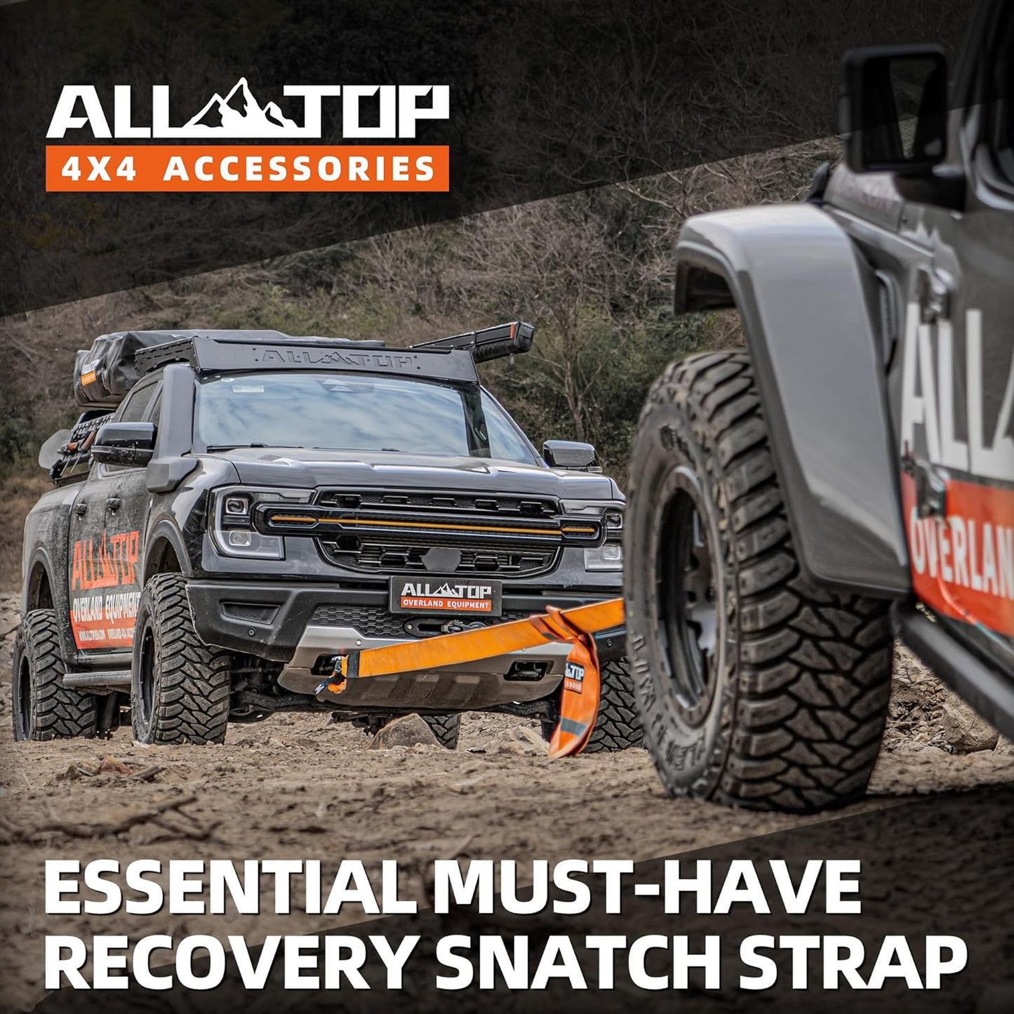 ALL-TOP Recovery Snatch Strap, 3in x 20ft - 35000Lbs, Heavy Duty 100% Nylon Kinetic Towing Recovery Strap with 22% Elongation & Reinforced Loops