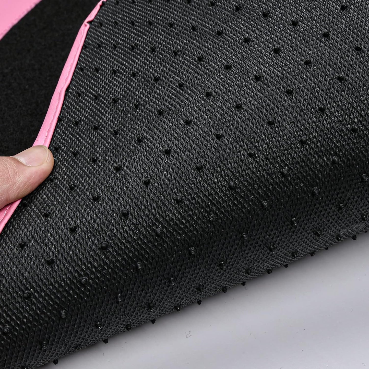 CAR PASS Pink Edge Faux Leather Car Floor Mats Universal Car Carpet Mats with Double Stitch Line Anti-Slip Backing Design, for Cute Girly Women, Fit 95% Automotive,SUVs,Sedan,Vans (Black and Pink)