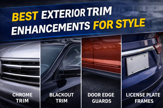 Stylish car exterior showcasing upgraded trim accents and protective details, illustrating the best exterior trim enhancements for a refined look