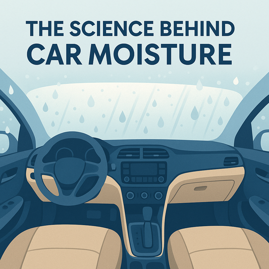 RoadLegend illustration showing car interior with fogged windows highlighting the science behind moisture buildup