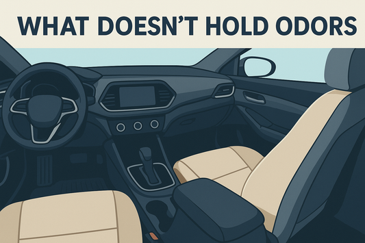 RoadLegend illustrated car interior highlighting materials that do not hold odors