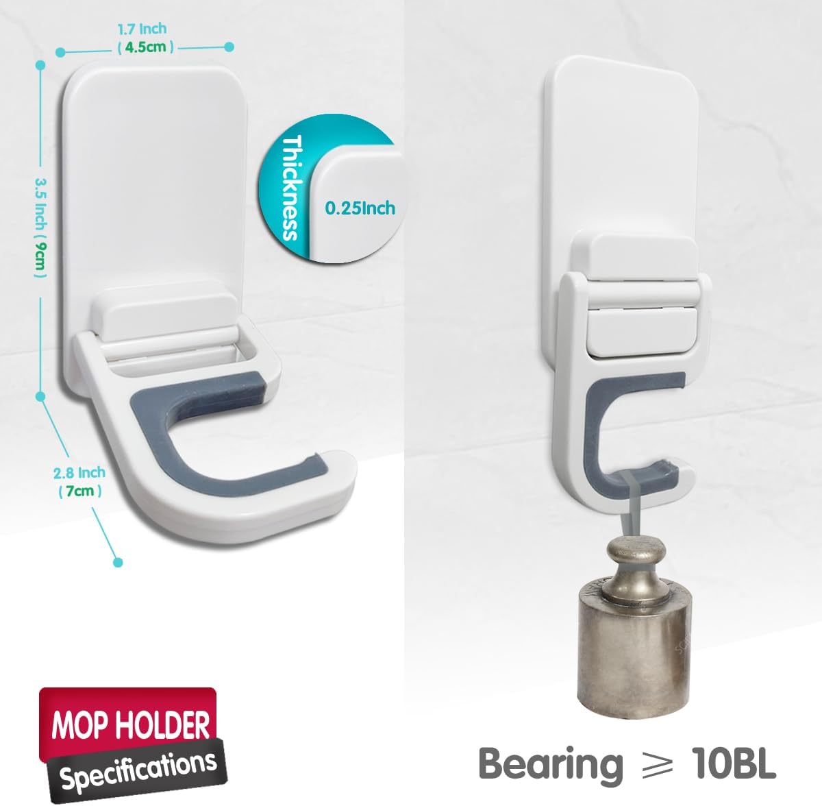 3Pack Broom and Mop Holder Wall Mount, Grippers No Drilling Self Adhesive, Anti-Slip Mop Handle Hanger Dustpan House hold Cleaning Organizer Rack Wall Mounted Utility Rack