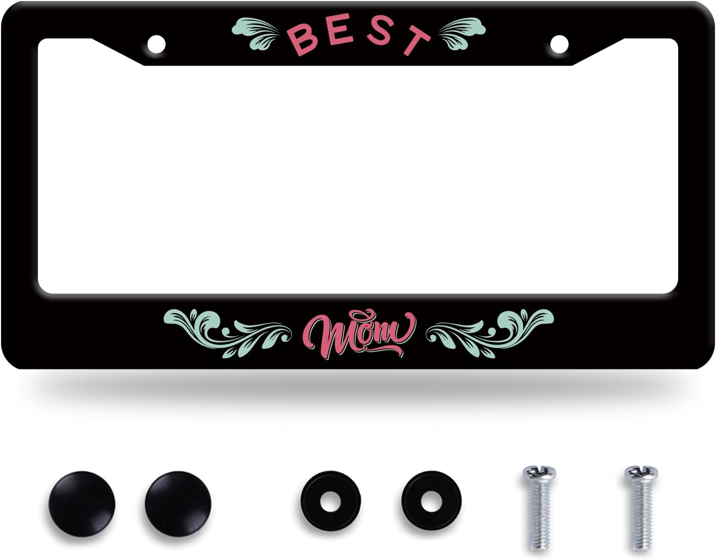 Best mom License Plate Frame Love mom License Plate Frames Stainless Steel Accessories Cars Decor with 2 Holes and Screws Fits Standard US CA Vehicles Size 12.2 x 6 Inches