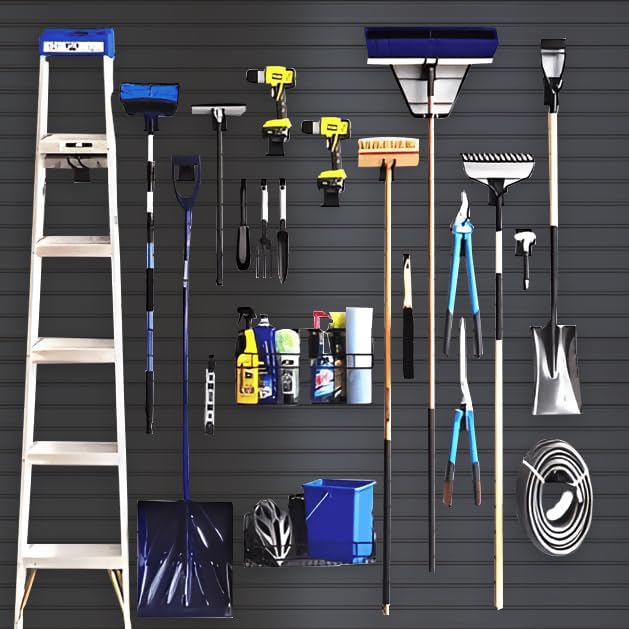 NeatiEase Slatwall Panel Wall Storage Systems, 4 x 8ft Slat Wall Paneling Garage Wall Organizer, Heavy Duty Wall Mounted PVC Wall Rack (Black)