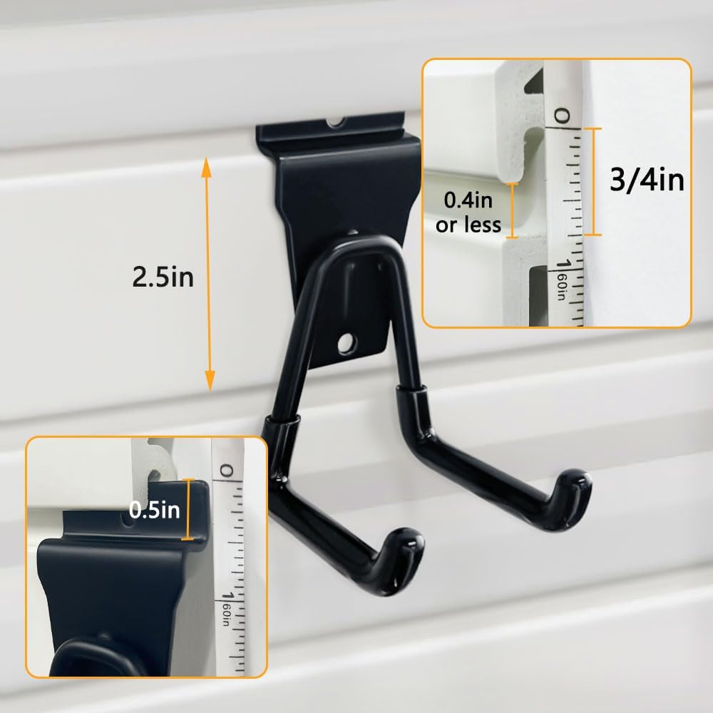 Slatwall Hooks Heavy Duty Slat Wall Accessories Garage Small U Hooks and Hangers for Garage Organizers, Black(10 Pack)