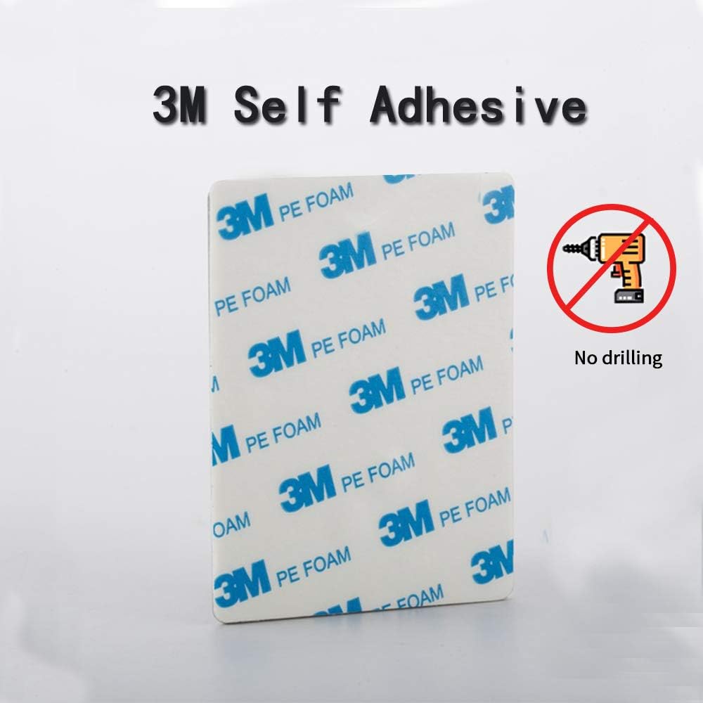 HANZE 2 Pack Stainless Steel Mop Broom Holder Organizer, Self Adhesive Wall Mounted Mop Organizer Storage Rack Clip for Kitchen Bathroom and Garage (Rectangle, Large)