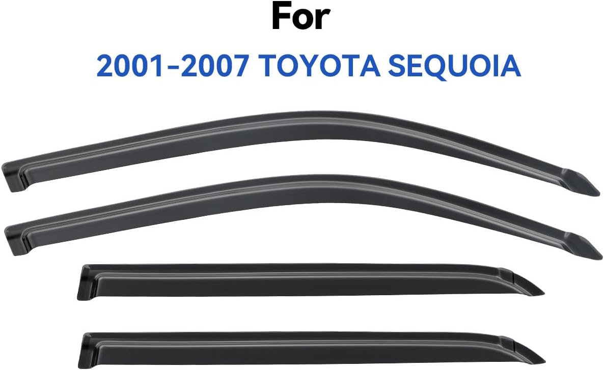 Window Visors Rain Guards Shield for 2001-2007 Toyota Sequoia, Out-Channel Window Vent Wind Deflectors Visors Shades for 01-07 Sequoia