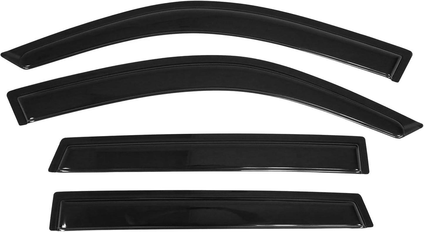 Window Visor Deflector Compatible with 2001-2005 Toyota Rav4 4-Door, Slim Tinted Acrylic Resistant Shield Cover Wind Sun Rain Guard by IKON MOTORSPORTS, 2002 2003 2004